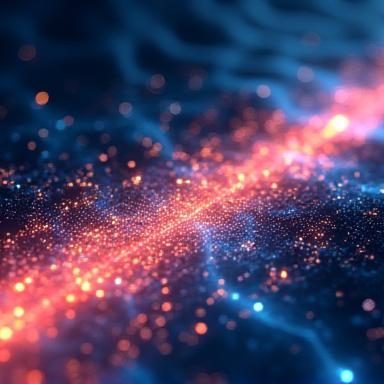 Illustration of a smooth, oceanic glowing datastream flowing into a modern clean interface