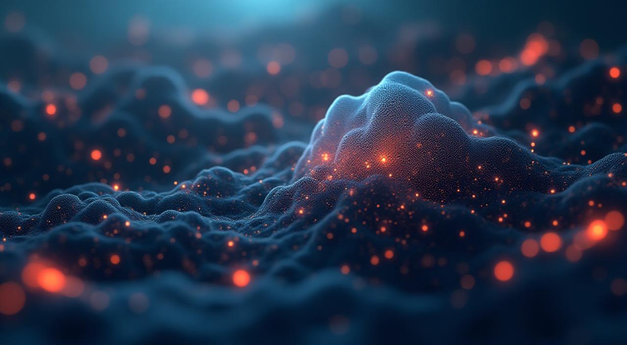 Abstract representation of AI neural networks merging with business data charts